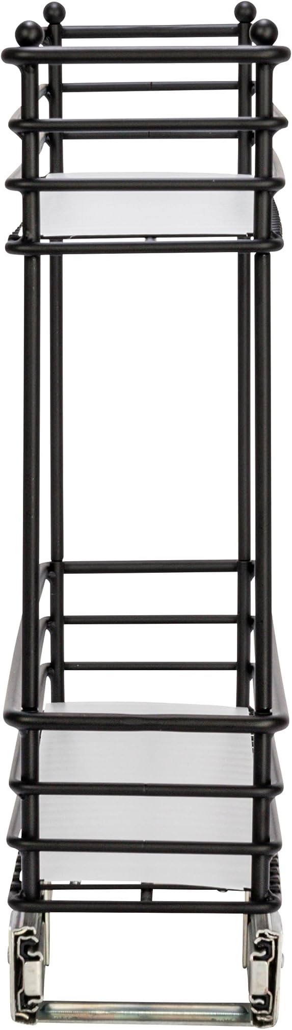 Household Essentials Glidez Multipurpose Paint-Finished Steel Pull-Out/Slide-Out Storage Organizer with Plastic Liners for Under Cabinet Use - 2-Tier Design, Black