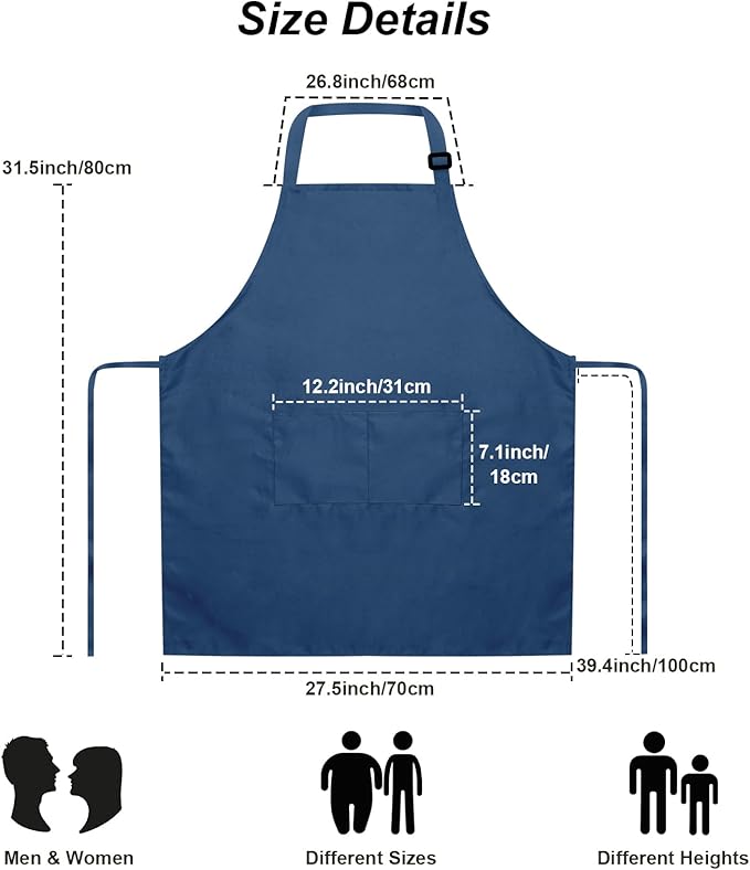 15 Pcs Adult Aprons Bulk with Pockets Adjustable Bib Chef Apron for Women Men Painting Cooking Crafting (S/L)