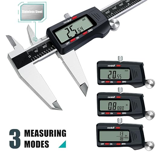 Kynup Digital Caliper, 8 Inch Micrometer Caliper Tool, Vernier Caliper Gages with Stainless Steel Body, Large LCD Screen, Auto - Off Feature, Inch Metric Fraction Conversion (200mm)