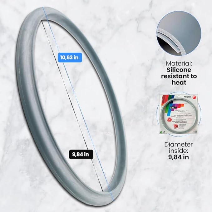 Anakel Home Fagor Pressure Cooker Rubber Replacement M18804554 Compatible with Fagor Pressure Cooker with Interior Diameter of 9.84 inches | Silicone, Ø9.84 in, Gray
