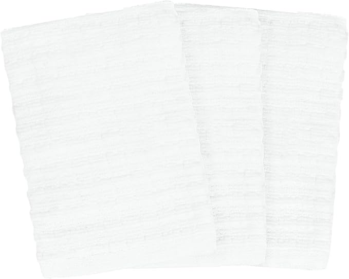 Ritz Royale Collection 100% Combed Terry Cotton, Highly Absorbent, Kitchen Dish Cloth Set, 13-3/4" x 12", 3-Pack, Solid, White