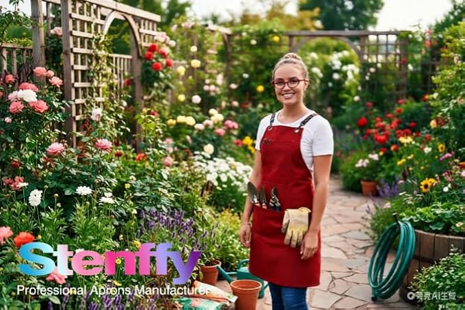 Kitchen Apron, Work Apron, Canvas, Multiple Pockets, Gardening, Painting, BBQ, Artist, Carpenter, Sizes M to XXL, Red