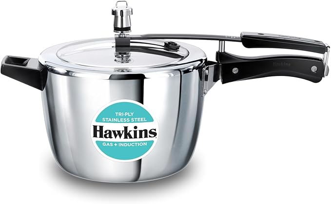 HAWKINS Triply Stainless Steel Pressure Cooker, Inner Lid Cooker, (HSST45) 4.5 litres Silver