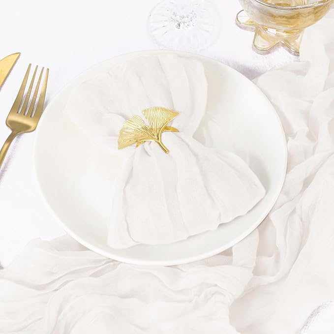DeZerlor 30 Pack Ivory White Cheesecloth Napkins Christmas White Cloth Napkins Set of 30 Holiday Dinner Napkins Bulk 21x21 Inches for Wedding Bridal Shower Baby Shower Xmas Parties
