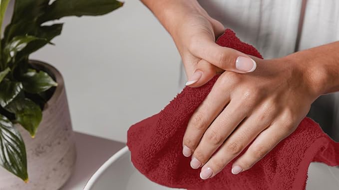 Avalon Towels Cotton Washcloths 24-Pack – 12 x 12 Inch Red Super Soft & Absorbent Ring-Spun Cotton Wash Cloths for Face, Bath, Spa, Gym, Hotel & Cleaning