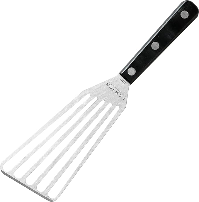 Lamson Metal Spatula Slotted Turner - 3' x 6" Stainless Flipper with Ultra Durable Handle, Right-Hand - Chef's Frying Fish Turner, Metal Grilling Spatula