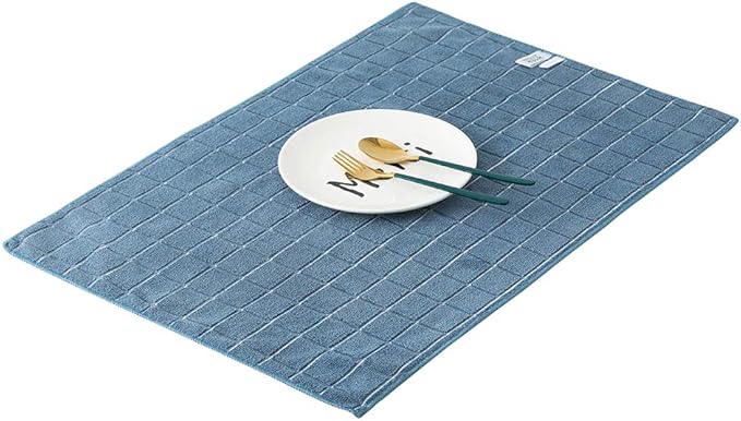 Microfiber Dish Towels - Soft, Super Absorbent and Lint Free Kitchen Towels - 8 Pack (Lattice Designed Blue Colors) - 26 x 18 Inch