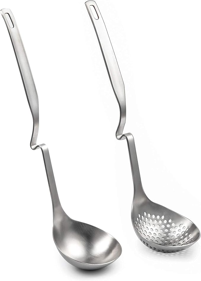 IMEEA Hot Pot Ladle Set Slotted Spoons for Cooking SUS304 Stainless Steel Soup Ladles for Serving, 12-Inch