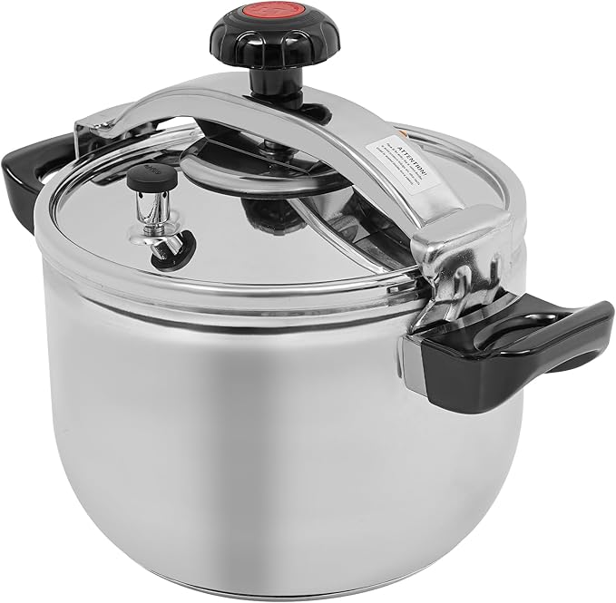 11.62 Qt Pressure Cooker, Stainless Steel Large Capacity Pressure Canner with Double Valves, Clamp On Type Commercial Pressure Stewing Pot for Hotels, Restaurants, Family (11.62 Qt)