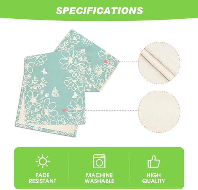 Artoid Mode Blue Bloom Flowers Butterfly Spring Table Runner, Seasonal Holiday Kitchen Dining Table Decoration for Home Party Indoor 13x48 Inch