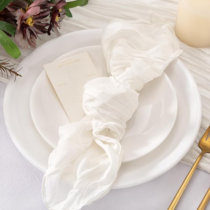 50 Pack Ivory Cheesecloth Napkins Cloth Spring Summer White Cloth Napkins Set of 50 Bulk 21x21 Inches for Wedding Baby Bridal Shower Birthday Dinner Party Table Decor
