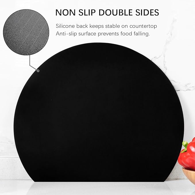 ZVP Thick Silicone TPU Cutting Board Mats for Kitchen, Flexible Rubber Cutting Boards, Anti-Slip Cutting Mats, Semicircle Chopping Board, BPA Free Dishwasher Safe, 2 Pieces