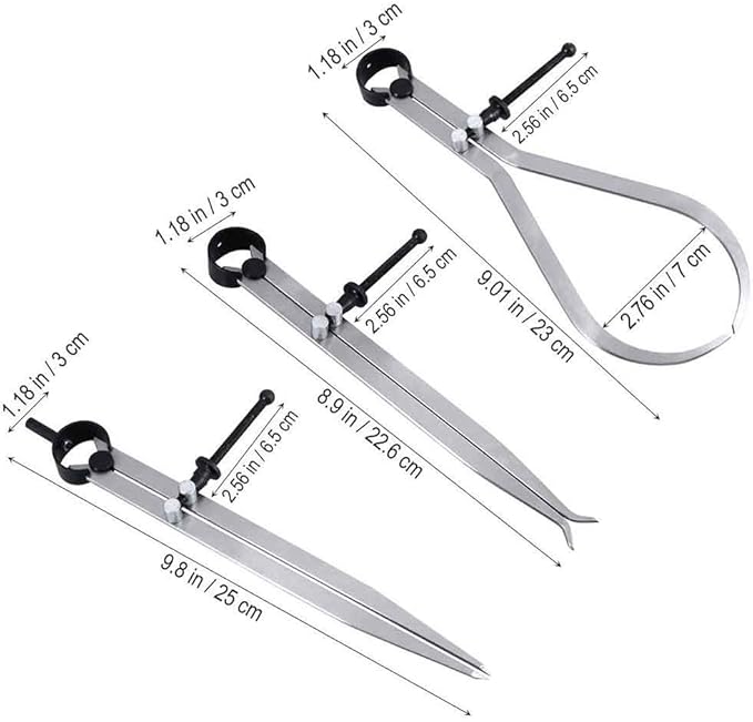 Big Horn 19053C 3 Pieces 8-Inch Spring Caliper / Divider Set