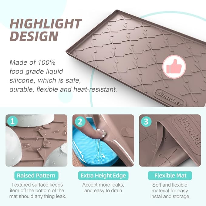 SIKADEER 31" x 22" Under Sink Mat Waterproof, Silicone Mat Kitchen Drawer Shelf and Cabinet Liner, Sink Protector for Kitchen Organizers and Storage, Boot Tray Pet Food Mats