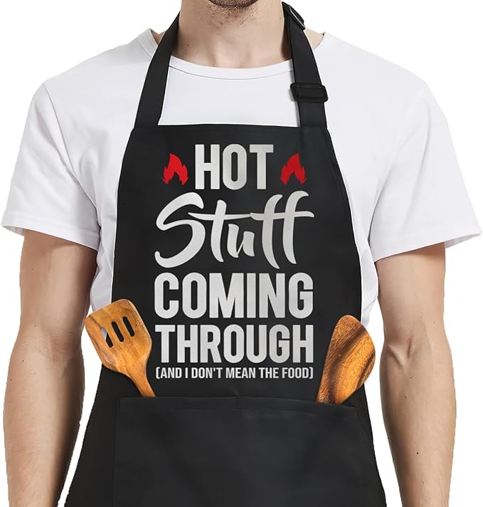 SANDJEST Men's Aprons with Pockets - Funny Aprons for Men BBQ, Kitchen, Cooking - Gifts for Birthday, Birthday