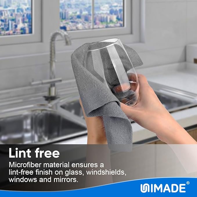 UNIMADE Microfiber Cleaning Cloth, 10 Pack Reusable Microfiber Towels for Cars Lint Free Cleaning Shop Towel Rags for Home Kitchen Automotive Bar Mechanic Restaurant Garage, 11.5"x 11.5", Grey