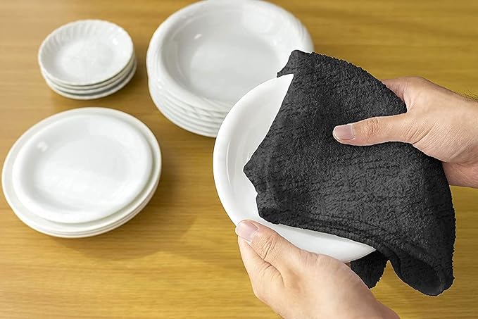 DecorRack 100% Cotton Kitchen Towels, 15" x 25" Absorbent Dish Towels [Premium Quality 400 GSM] Monotone Set (Pack of 4)