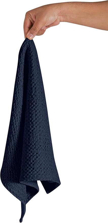 Native Fab Premium Waffle Weave Kitchen Towels, 4 Pack, 100% Cotton, 16x26 inch, Super Absorbent, Reusable Cleaning Cloths, Dish Towels for Drying Dishes, Washable Hand Towels, Navy Blue