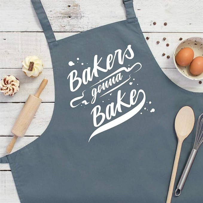 Funny Baking Aprons for Women Men, Cute Baking Gifts for Bakers, Kitchen Cooking Apron with 2 Pockets, Birthday Mothers Day Apron Gift for Mom Wife Husband Dad Son Sister Daughter