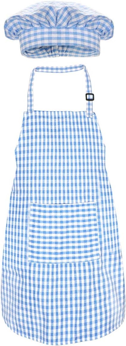 Jennice House Kids Apron and Chef Hat Set, Cute Children Baking Aprons for Cooking Baby Baking Aprons