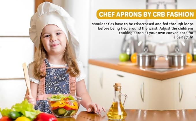 CRB Fashion Kids Cooking Baking Apron | Toddler, Little Girls, Cute Kitchen Chef Aprons