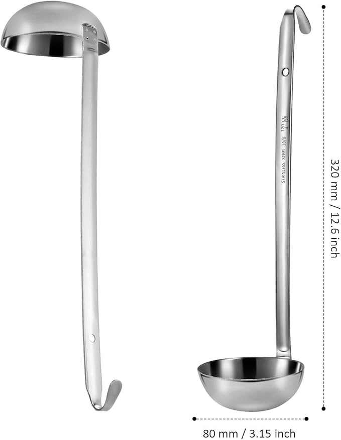meekoo 3 Pieces Stainless Steel Ladle Soup Handle Ladle with Pouring Rim for Kitchen Cooking Soup Sauce (4 oz)