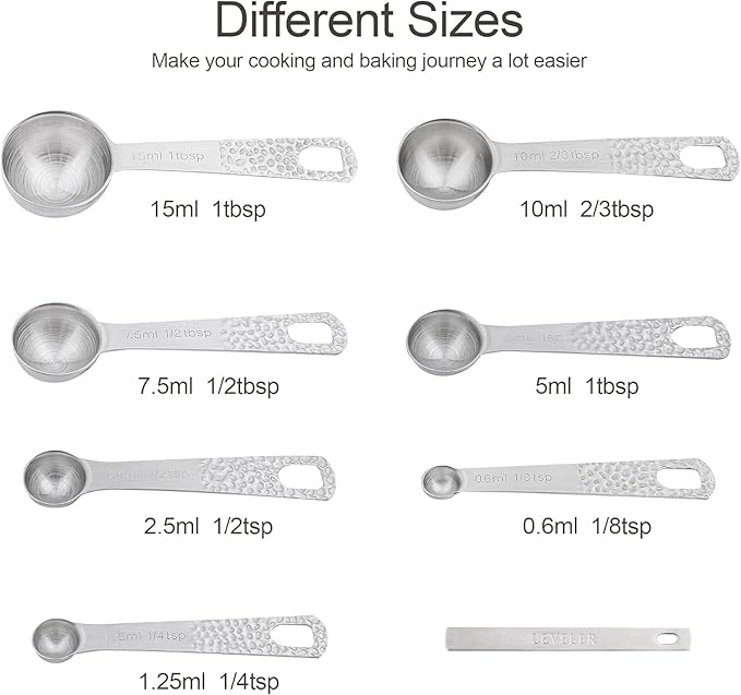 Smithcraft Measuring Cups and Spoons Set 14, Metric & US 18/8 Stainless Steel Measuring Cups and Spoons Set, Dry & Liquid Metal 6 Measure Cups & 7 Measure Spoons w/Leveler for Kitchen & Baking