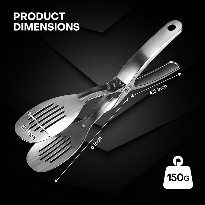 Nezylaf 10.8 Inch 304 Stainless Steel Cooking Tongs, Metal Kitchen Tongs with Oil Drain Holes & Spring Rebound, Anti-Slip Handle for Grilling BBQ Salad Serving