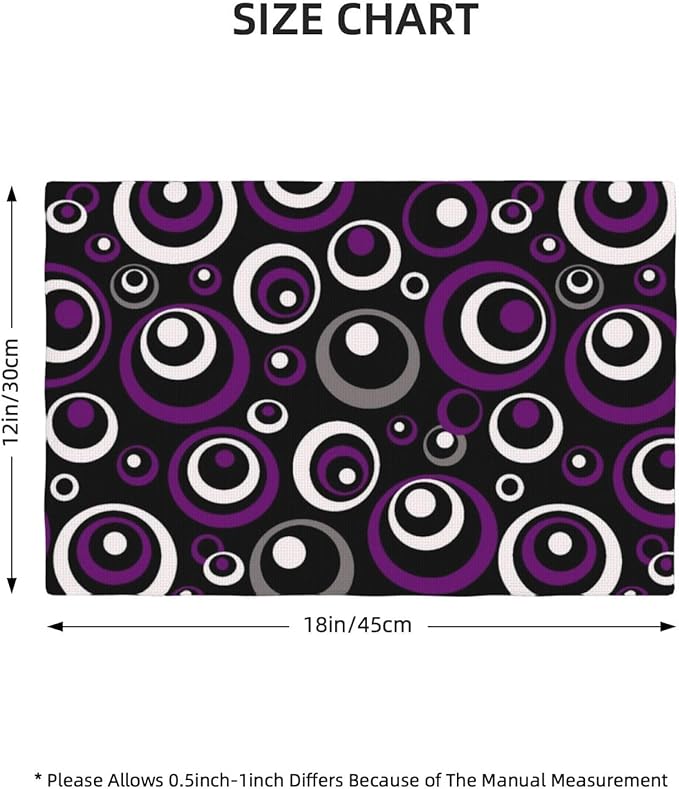 Purple Black Geometric Circles Linen Placemats 12 x 18 Inch Set of 4, Washable Heat Resistant Purple Table Mats for Dining Table Kitchen Party Wedding Outdoor, Modern Home Decor & Gift for Art Lovers