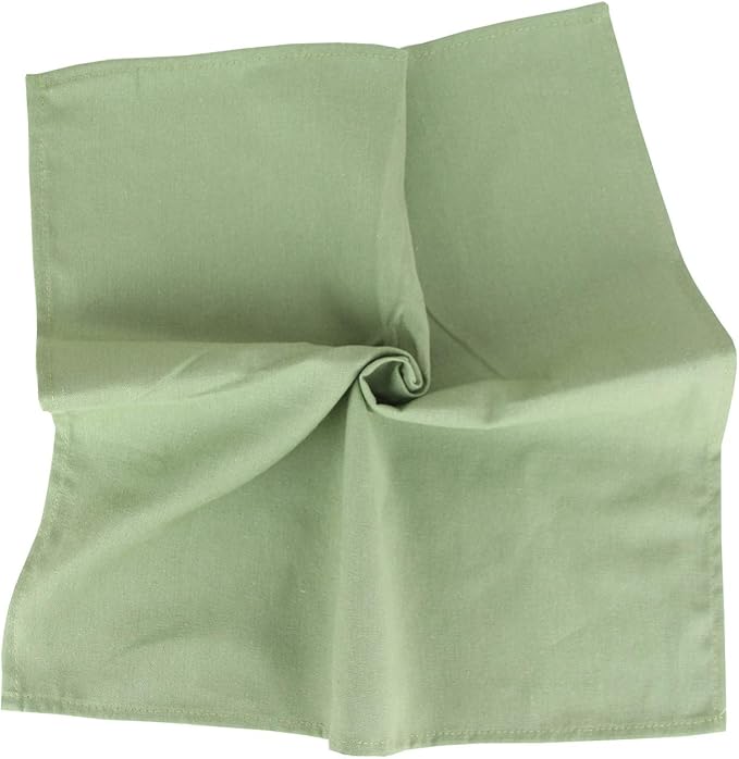 Solid Color Cotton Blended Dinner Cloth Napkins - Set of 12 (17 x 17 inches) - for Events & Home Use (Olive Green)