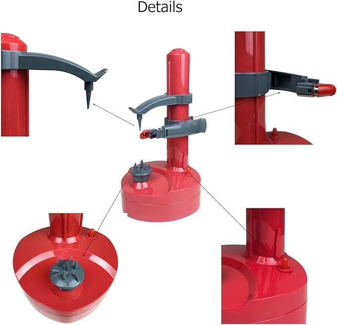 Electric Potato Peeler for Kitchen Vegetable Peelers for Zucchini Carrot Automatic Potato Peeler Electric Peeler Fruit Peeler for Apples Orange Mango Lemon Kiwi Rotate Express (Red)