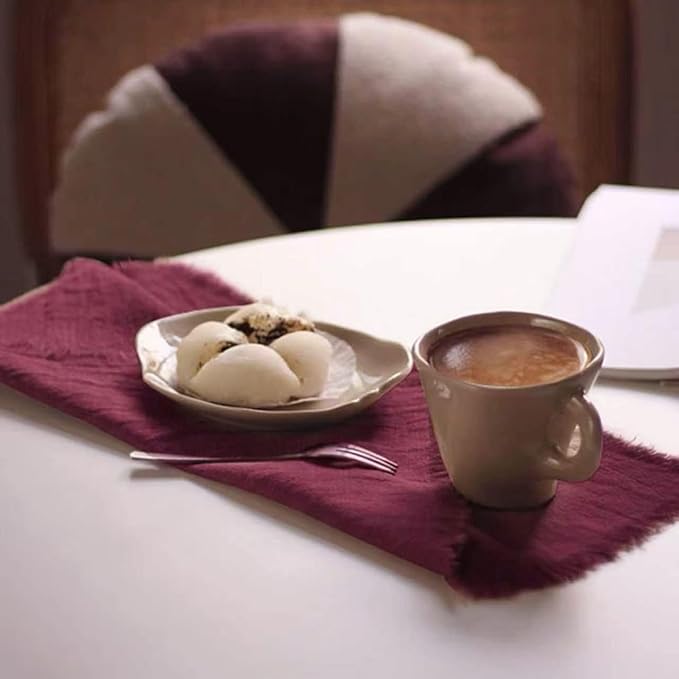Handmade Cloth Napkins 100% Cotton Napkins with Fringe，Delicate Handmade Cloth Napkins for Dinners, Parties, Weddings and More，18 x 18 Inch Set of 12 - Burgundy