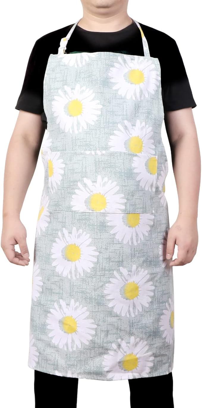 LOLOMLO Oversize Canvas Cotton Apron, Extra Large Aprons with Long Strap, Adjustable Neck Tear Resistant Plus Size aprons