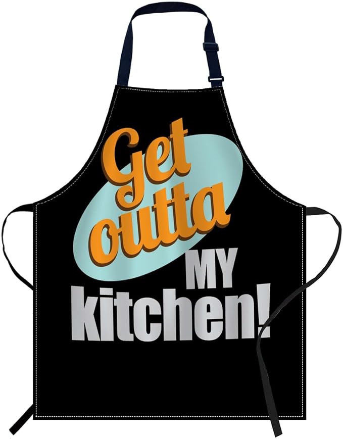 oFloral Get Outta My Kitchenl Apron,Adjustable Neck Bib Apron for Men Women,Suitable for Kitchen Cooking Waitress Chef Apron