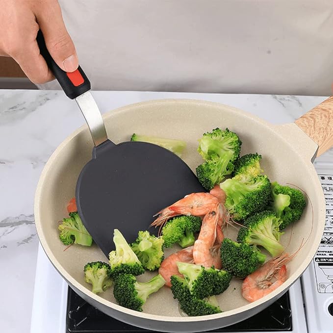 Silicone Fish Spatula Turner Half-Round Dense Spatulas Omelette Pancake Spatulas for Nonstick Cookware Egg 600°F Heat-Resistant