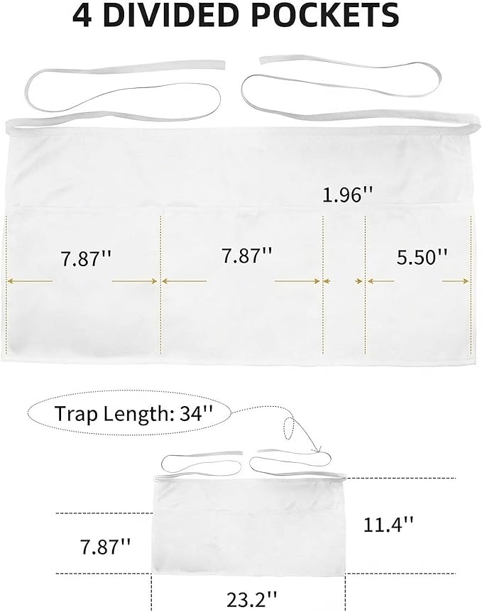 Xeoxarel Aprons with 4 Pockets (Available in 3 Pack / 7 Pack) 23.5'' X 11.5''