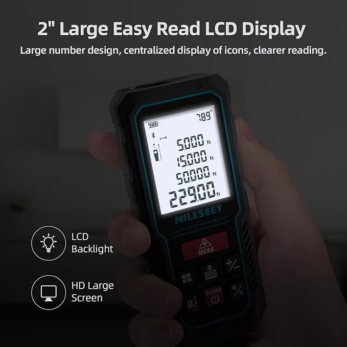 MILESEEY Laser Measurement Tool, 229Ft Laser Measure with Digital Angle Level, Laser Tape Measure with Phone App, Record Data and Make Your own Sketch Support Hand-Drawn Plan/Draw on Picture