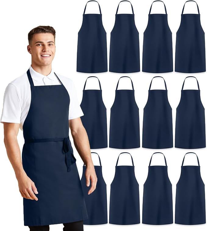 Avalon Kitchen Aprons for Men - 100% Polyester Chef Apron Women with Extra Long Ties - Cooking Aprons for Women & Mens Apron