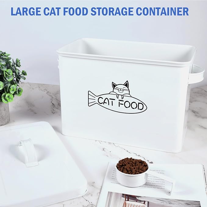 Vumdua Large Dog and Cat Food Storage Container, Farmhouse Pet Food Storage Containers with Lid and Dry Food Scoop, Durable Airtight Cat Container 12-13 lbs Capacity, Great Gift for Pet Owners