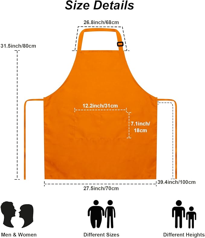 15 Pcs Adult Aprons Bulk with Pockets Adjustable Bib Chef Apron for Women Men Painting Cooking Crafting (S/L)