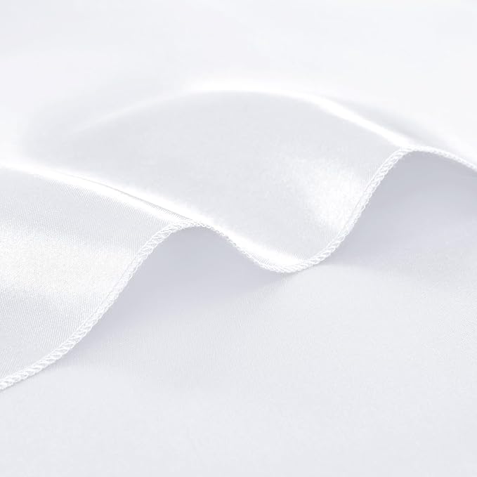 KKJIAF White Silky Satin Napkins (12 Pieces, 17x17 Inches),Washable Polyester Square Table Napkins for Wedding Dinner Party Decoration