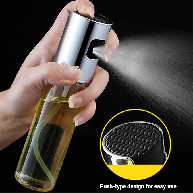 Sprayer for cooking - Olive Oil Sprayer Mister - 100ml Stainles Steel Olive Oil, Vinegar, Water and Other Liquids Sprayer - Perfect for Salad, Barbecue, Kitchen Baking and Roasting (Pack of 4)
