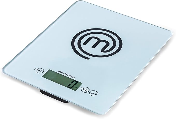 MasterChef Digital Food Scale Grams and Ounces for Kitchen, Portable Food Weight Scale with LCD Display for Baking & Cooking, Tempered Glass Scales, Weighing Precision of 0.1oz, 11lb Weight Capacity