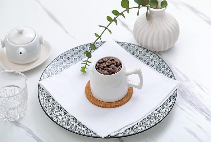 100% Pure Linen Dinner Cloth Napkins 15 x 15 Inch White - Set of 6 Pack European Flax Natural Fabric Washable for Home and Kitchen