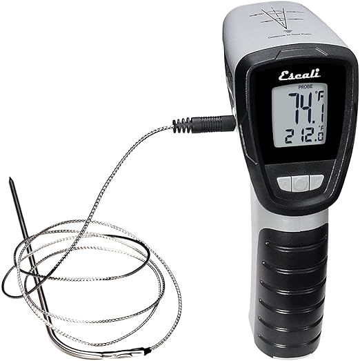 Escali Infrared Surface and Probe Digital Thermometer 40-inches Plug-in Probe, Two-in-One Adjustable Temperature Alert