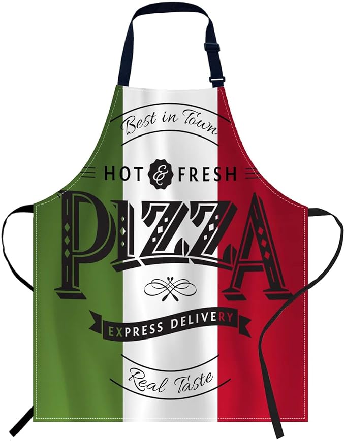 oFloral Pizza Poster Apron Unisex Adjustable Bib Apron, Cooking Kitchen Chef Apron, Women Men Apron for Home Kitchen, Restaurant, Coffee house
