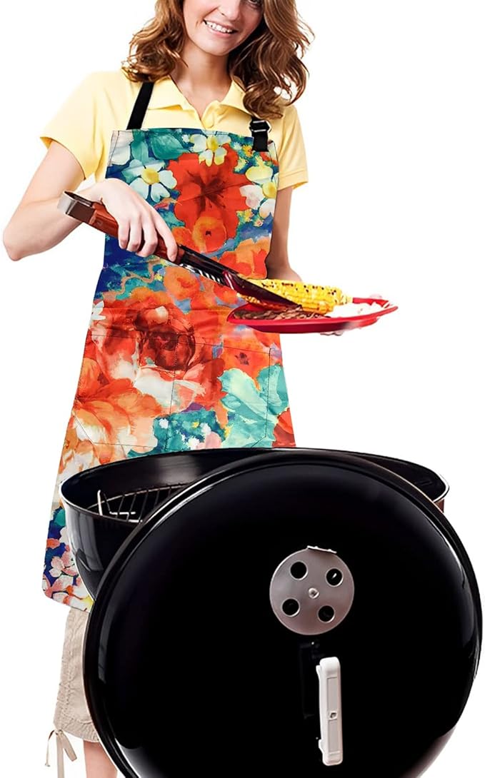 Sosolong Adjustable Waterproof Apron Bib Apron with 2 Pockets Cooking Kitchen Aprons for Women Men Chef