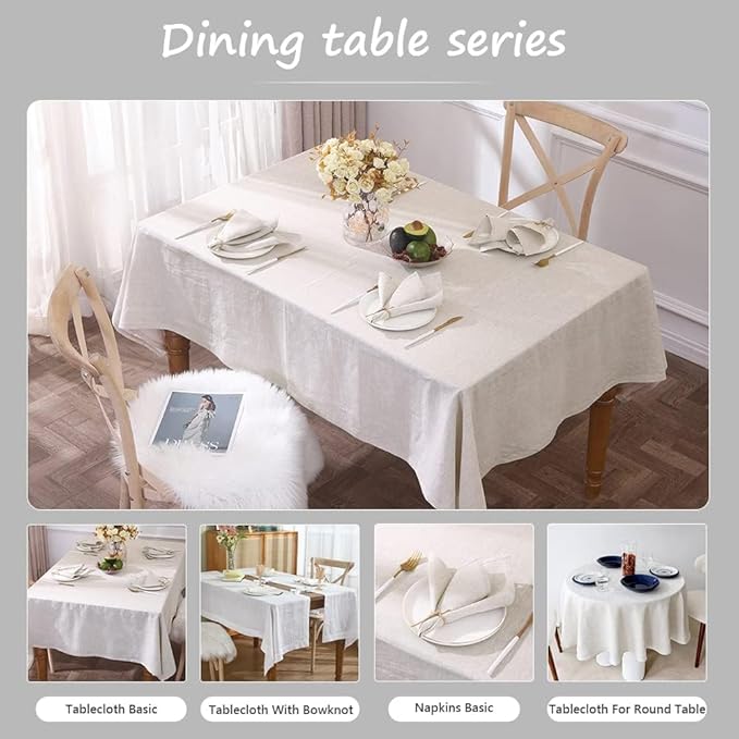 Simple&Opulence Textured Tablecloth 100% Linen Table Cloth, Kitchen Dinning Tabletop Decoration, for Outdoor and Indoor Use (Basic Linen, 54"×72")