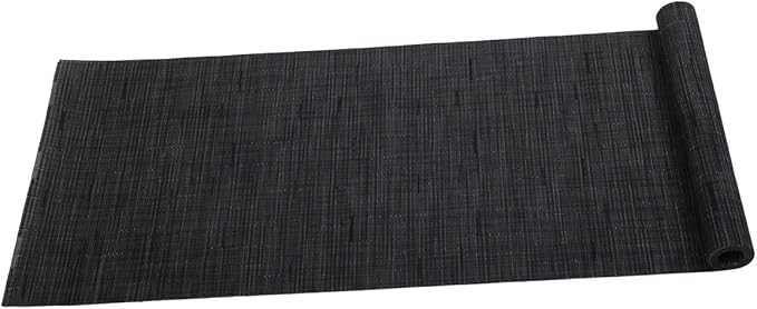 SHACOS Woven Vinyl Table Runner 12x54 inch Indoor Outdoor Table Mats Wipe Clean Plastic Runners for Dining Table Coffee Table Cabinet, Black