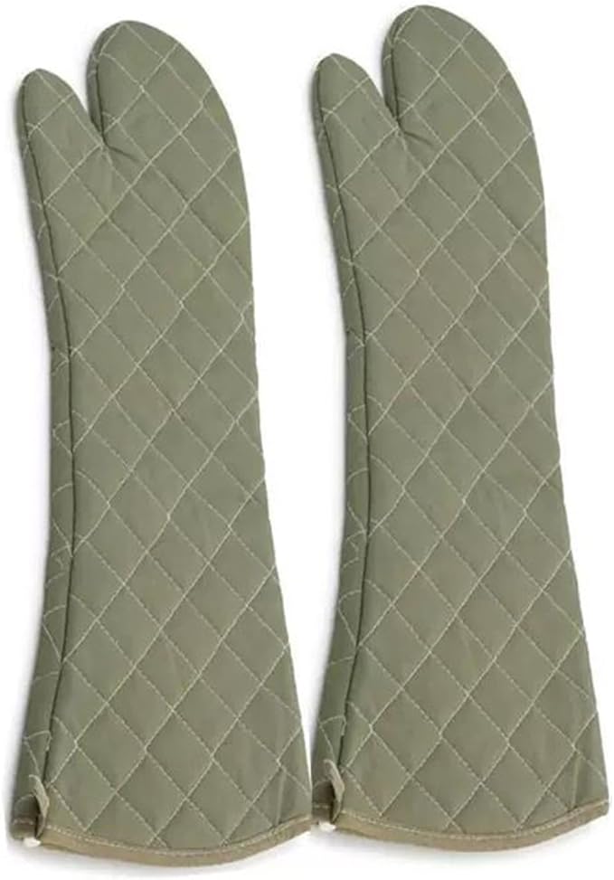 Linwnil Extra Long 24 Inch Heat Resistant Oven Gloves New Cotton Oven Mitts Kitchen Gloves High Temperature Cooking Tool BBQ Gloves (24" Green, 24 Inch)